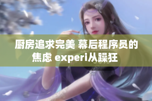 廚房追求完美 幕后程序員的焦慮 experi從躁狂 